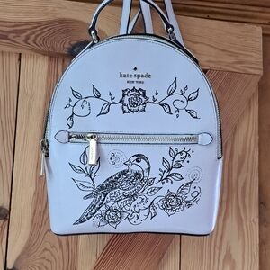 Hand Painted Perry Pink Backpack with Bird and Floral Design